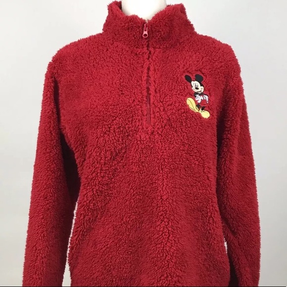 Disney Tops - Disney Mickey Mouse Women Red Fleece Pullover Med